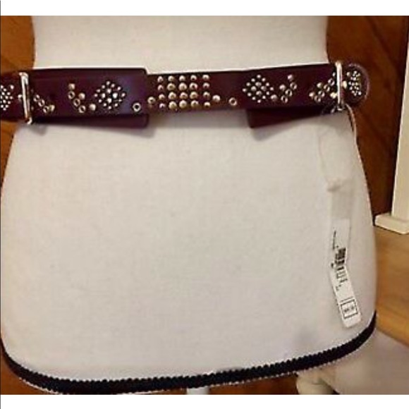 New REBECCA MINKOFF Burgundy LEATHER Buckle BELT size S - Picture 2 of 8